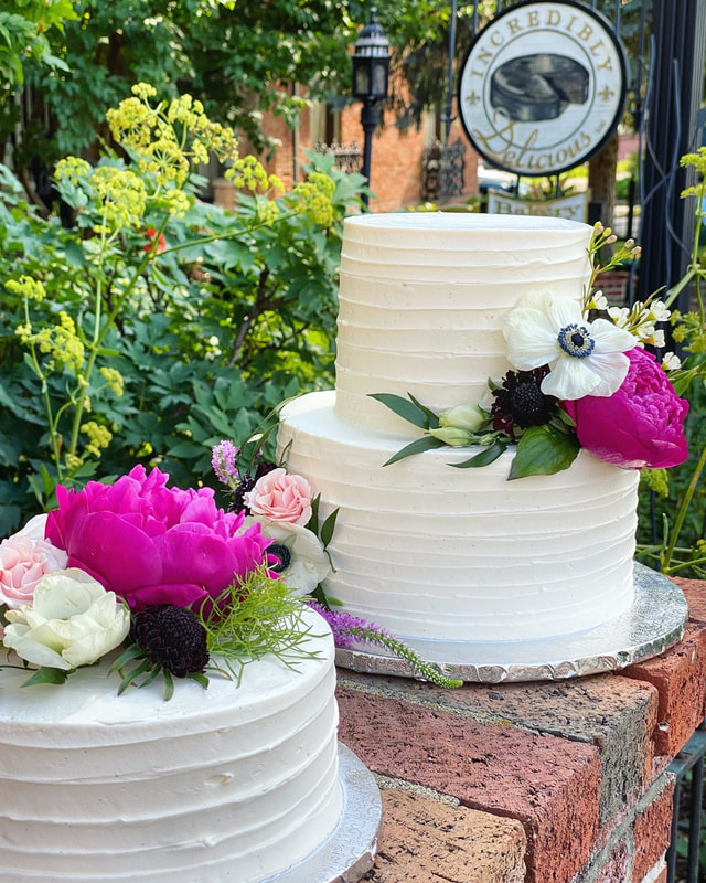 Blue and cream buttercream rosette wedding cake - Mel's Amazing Cakes
